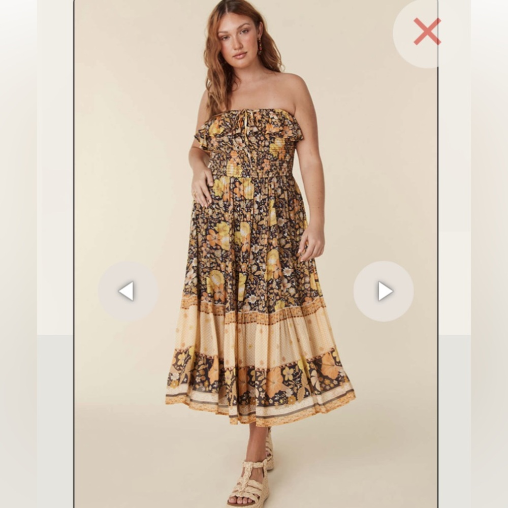 NWT Spell hibiscus lane strapless midi